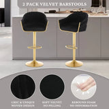 SERENITà GP1863 Modern Velvet Breakfast Bar Stools Swivel Barstools Adjustable Counter Stools with Backrest (Gold-Black)