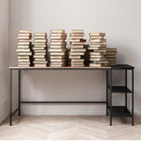 NNEDSZ Computer Table Desk Book Storage Student Study Home Office Workstation Vintage Oak Finish