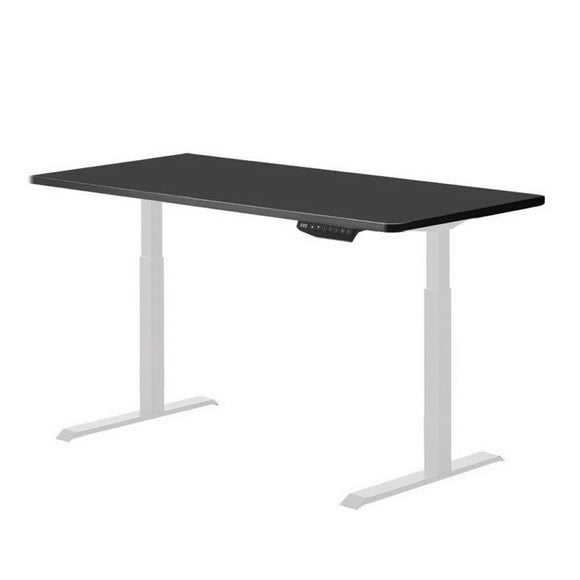 NNEDSZ 140cm Standing Desk Height Adjustable Sit Stand Motorised Grey Single Motor Frame Black Top