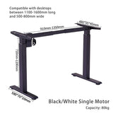 NNEDSZ 140cm Standing Desk Height Adjustable Sit Stand Motorised Grey Single Motor Frame Black Top