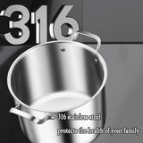 NNEDSZ 316 Stainless Steel 2.5mm Thick Soup Pot 28cm Inner Diameter Healthy Cooking