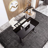 NNEDSZ Black Color Electric Standing Desk Electric Height Adjustable Sit Stand Workstation Toughened Glass Top Single Motor Wireless Charger