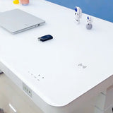 NNEDSZ Black Color Electric Standing Desk Electric Height Adjustable Sit Stand Workstation Toughened Glass Top Single Motor Wireless Charger