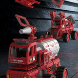 NNEDSZ DanBaoLe Magnetic Fire Truck DIY Assembly Eneineering Vehicle with Music Lights Red Christmas Gift