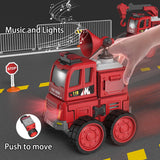 NNEDSZ DanBaoLe Magnetic Fire Truck DIY Assembly Eneineering Vehicle with Music Lights Red Christmas Gift