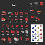 NNEDSZ DanBaoLe Magnetic Fire Truck DIY Assembly Eneineering Vehicle with Music Lights Red Christmas Gift