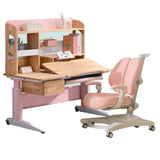 NNEDSZ Solid Rubber Wood Height Adjustable Children Kids Ergonomic Pink Study Desk Chair 120cm AU