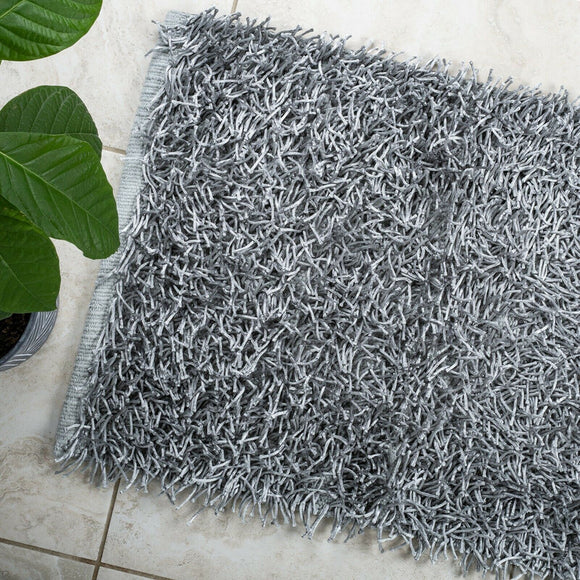 NNEDSZ Luxury High Pile Soft Non Slip Bathmat 50 x 80cm (Silver)