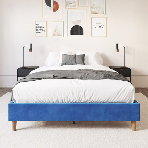 NNEDSZ Velvet Blue Bed Frame – Single