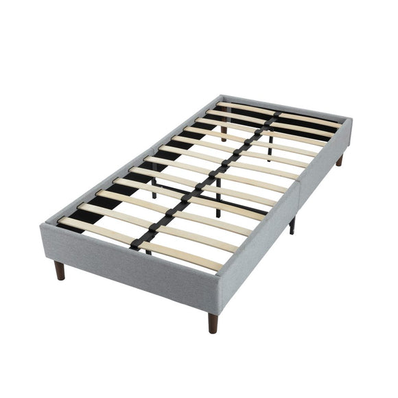 NNEDSZ Bedframe with Wooden Slats (Light Grey) – Single