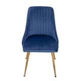 NNEDSZ Viva Forever Set of 2 Blue Velvet Dining Chairs – Art Deco Design with Gold Metal Legs