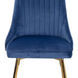 NNEDSZ Viva Forever Set of 2 Blue Velvet Dining Chairs – Art Deco Design with Gold Metal Legs