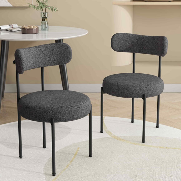 NNEDSZ Charcoal Chic Boucle Elsa Dining Chairs