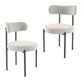 NNEDSZ Luxe Boucle Cushioned Elsa Dining Chairs in White Quartz