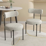 NNEDSZ Luxe Boucle Cushioned Elsa Dining Chairs in White Quartz