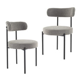 NNEDSZ Plush Boucle Cushioned Elsa Dining Chairs in Slate Grey