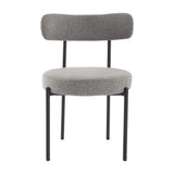 NNEDSZ Plush Boucle Cushioned Elsa Dining Chairs in Slate Grey