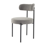 NNEDSZ Plush Boucle Cushioned Elsa Dining Chairs in Slate Grey