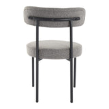 NNEDSZ Plush Boucle Cushioned Elsa Dining Chairs in Slate Grey