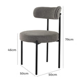 NNEDSZ Plush Boucle Cushioned Elsa Dining Chairs in Slate Grey