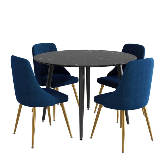 NNEDSZ Blue Velvet Bistro Dining Set