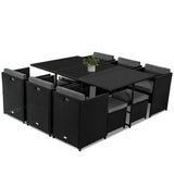 NNEDSZ Bali 11 Piece Outdoor Dining Set-Black
