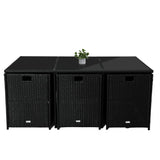 NNEDSZ Bali 11 Piece Outdoor Dining Set-Black