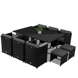 NNEDSZ Bali 11 Piece Outdoor Dining Set-Black