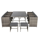 NNEDSZ Bali 11 Piece Outdoor Dining Set-Grey