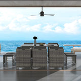 NNEDSZ Bali 11 Piece Outdoor Dining Set-Grey