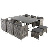 NNEDSZ Bali 11 Piece Outdoor Dining Set-Grey