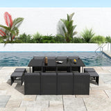 NNEDSZ Bali 13PC Outdoor Dining Set-Black