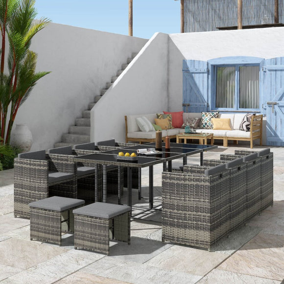 NNEDSZ Bali 13PC Outdoor Dining Set-Grey