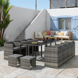 NNEDSZ Bali 13PC Outdoor Dining Set-Grey