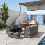 NNEDSZ Bali 13PC Outdoor Dining Set-Grey