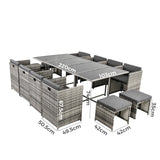 NNEDSZ Bali 13PC Outdoor Dining Set-Grey