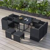 NNEDSZ Horrocks 8 Seater Outdoor Dining Set-Black