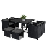 NNEDSZ Horrocks 8 Seater Outdoor Dining Set-Black