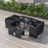 NNEDSZ Horrocks 8 Seater Outdoor Dining Set-Black