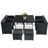 NNEDSZ Horrocks 8 Seater Outdoor Dining Set-Black