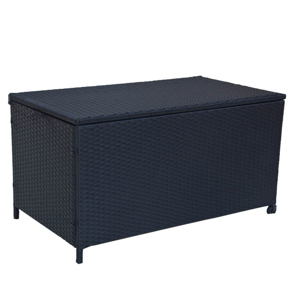NNEDSZ Outdoor PE Wicker Storage Box Garden 320L-Black