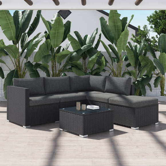 NNEDSZ Ottoman-Style Outdoor Lounge Set in Black