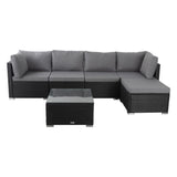 NNEDSZ Ottoman-Style Outdoor Lounge Set in Black