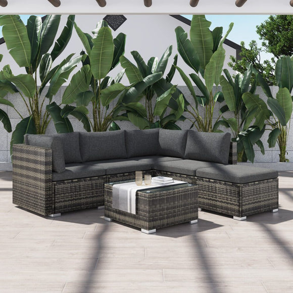 NNEDSZ Ottoman-Style Outdoor Lounge Set in Grey