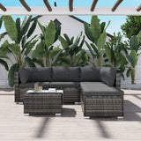 NNEDSZ Ottoman-Style Outdoor Lounge Set in Grey