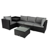 NNEDSZ 6PCS Outdoor Modular Lounge Sofa Coogee-Black