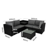 NNEDSZ 6PCS Outdoor Modular Lounge Sofa Coogee-Black