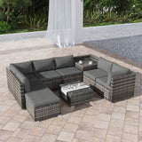 NNEDSZ Large Modular Outdoor Ottoman Lounge Set in Grey