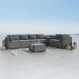 NNEDSZ 8PCS Outdoor Furniture Modular Lounge Sofa Lizard-Grey
