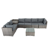 NNEDSZ 8PCS Outdoor Furniture Modular Lounge Sofa Lizard-Grey
